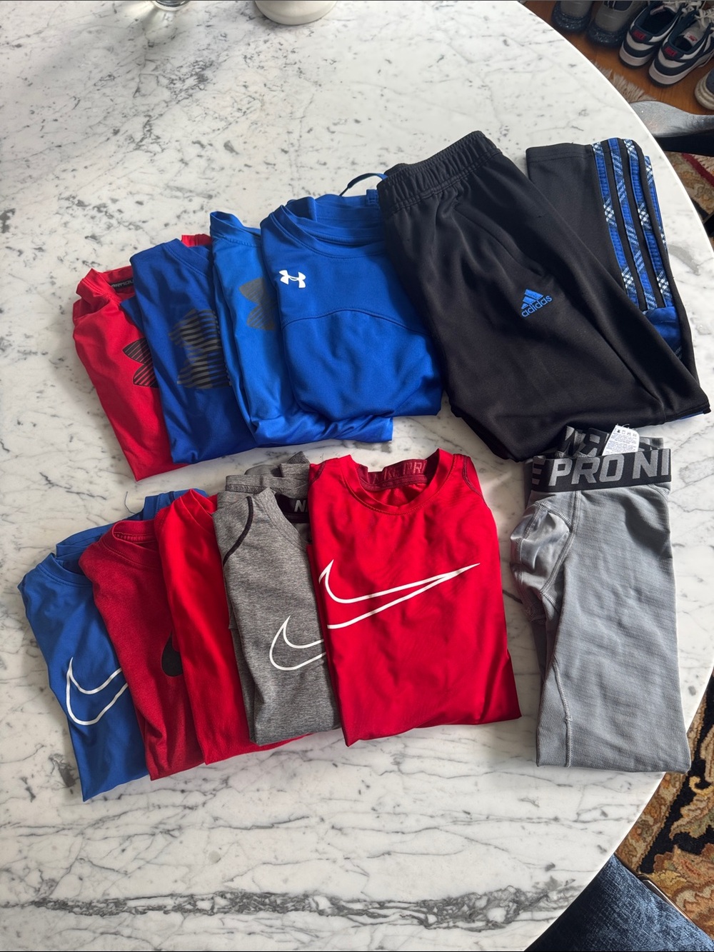 Nike Kids', Adidas and under Armour Bundle Athletic dry fit long sleeve tops.